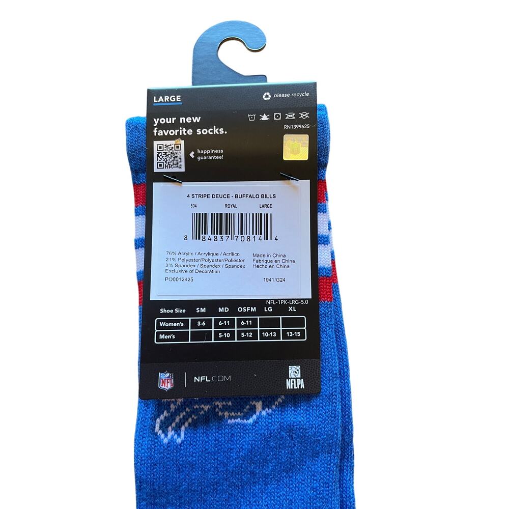 Buffalo Bills Team Apparel Size Large Socks Men’s Shoe Size 10-13 - Picture 4 of 4